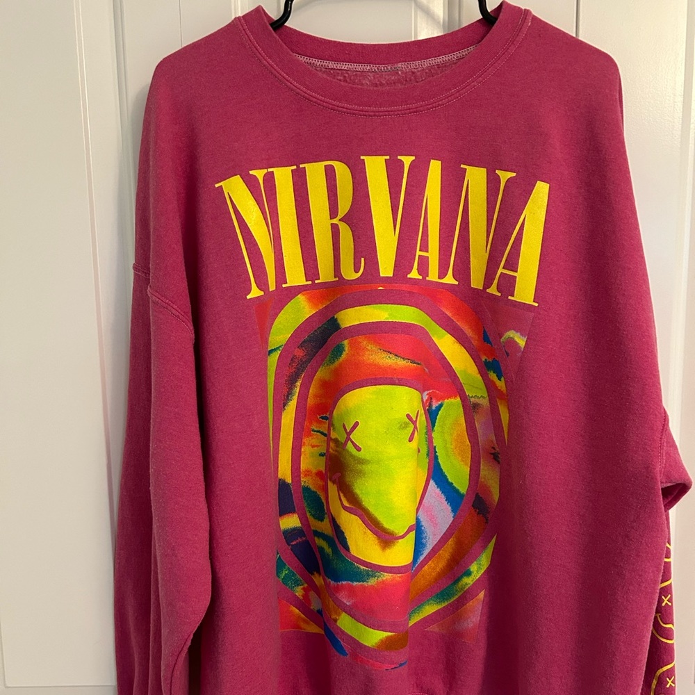 Urban Outfitters Nirvana Smile Overdyed Crew Neck Sweatshirt S/M